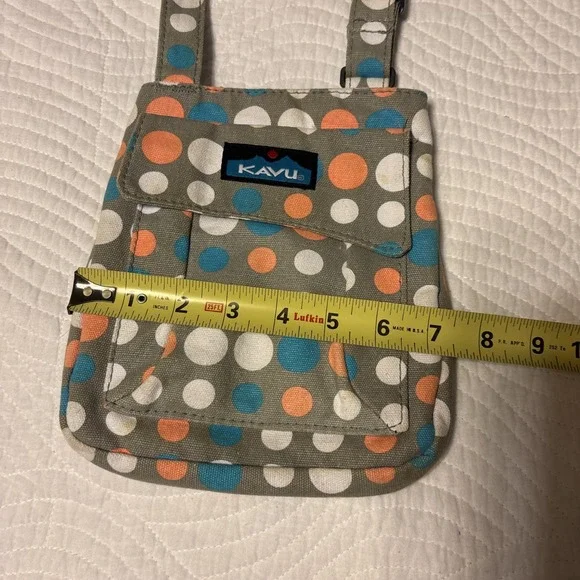 Kavu Keeper Polka Dot Messenger Crossbody Bag, Gray Multicolor - Picture 10 of 11